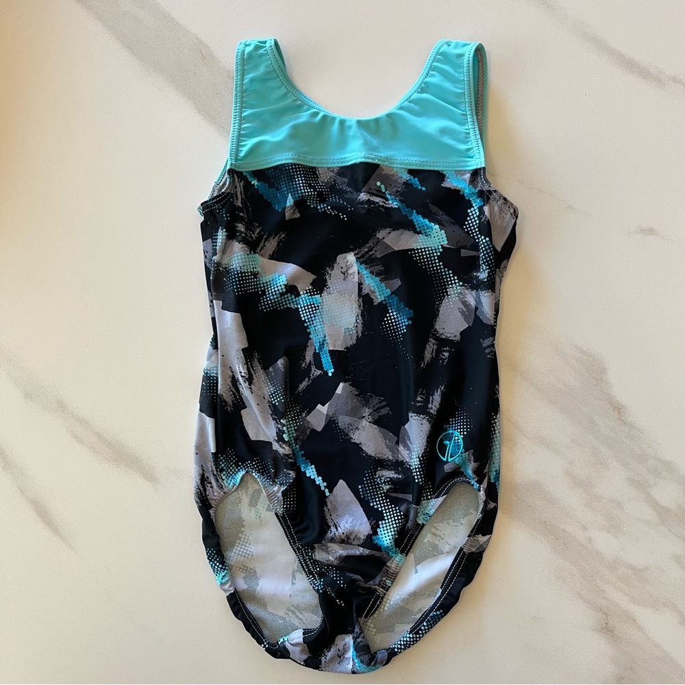 Girls Leotard - Aqua and Black